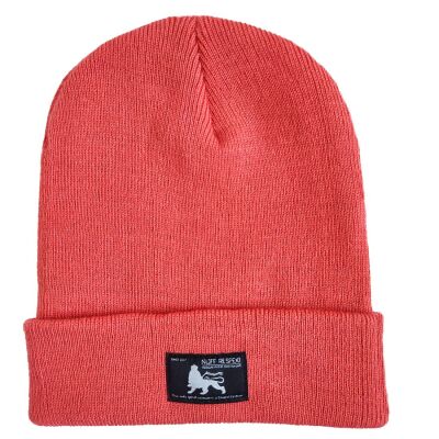 Beanie winter hat  Docker cap with Roots Reggae label  | coral