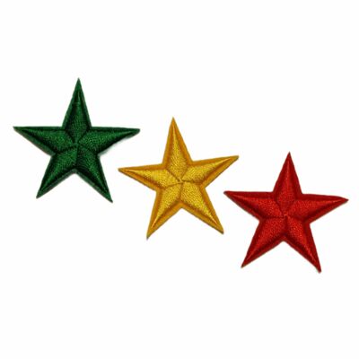 Pack of 3 Star Patches in Reggae Colors