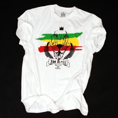 T-shirt - Jah Bless / One Love and Respect - white