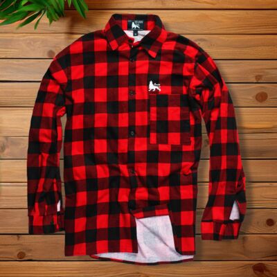 Regular Fit Long Sleeve Plaid Flannel Shirt | Red & Black