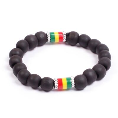 Tube beaded  Bracelet - Black + Rasta 