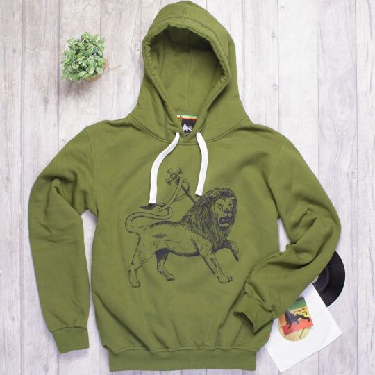 Lion of Judah olive color Rasta hoodie