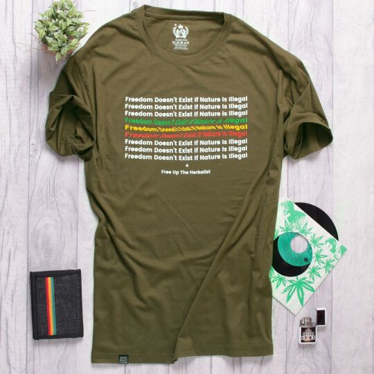 Freedom doesn't exist if nature is illegal olive t-shirt