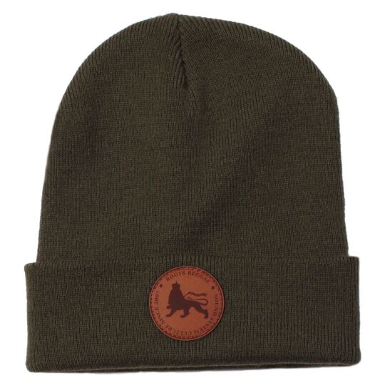 Beanie winter hat  Docker cap with Roots Reggae label  | olive