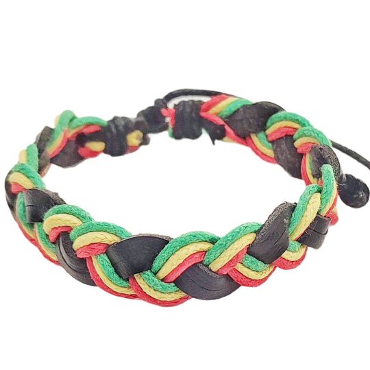 Bransoleta z plecionką w barwach Rasta