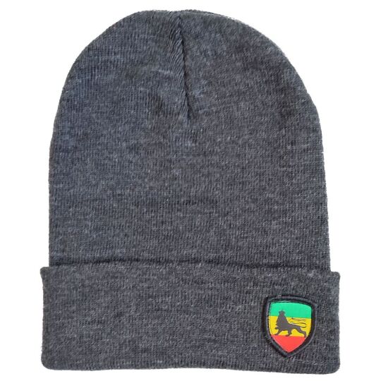 Czapka beanie zimowa z etykietą Roots Reggae | melanż grafitowy