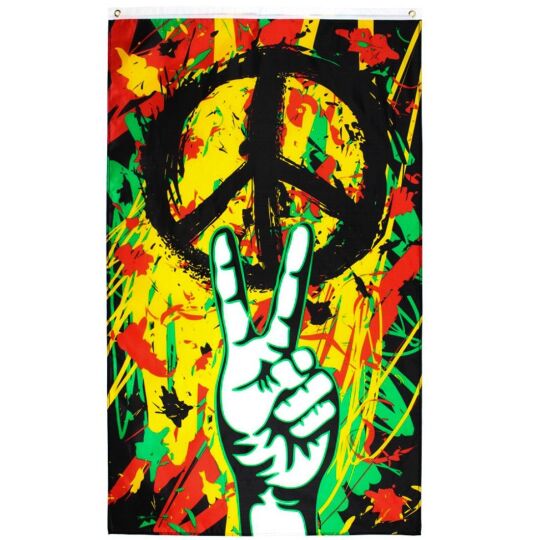 Duża flaga Rasta peace 150x90