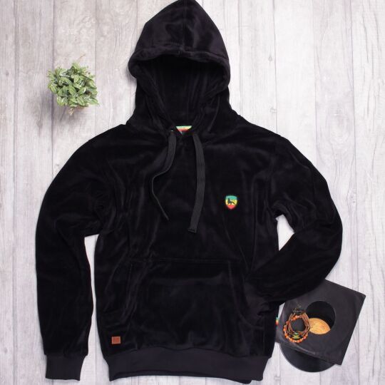 Velvet velour hoodie with Lion of Judah logo