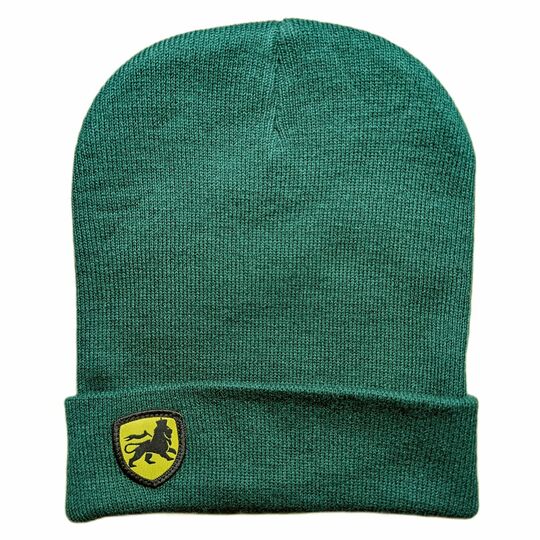 Czapka beanie zimowa z etykietą Lion of Judah | zieleń butelkowa