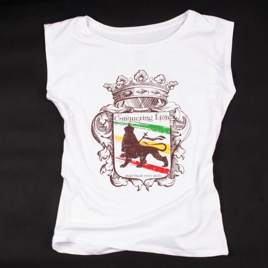 Ladies t-shirt - Conquering Lion shall break every chain