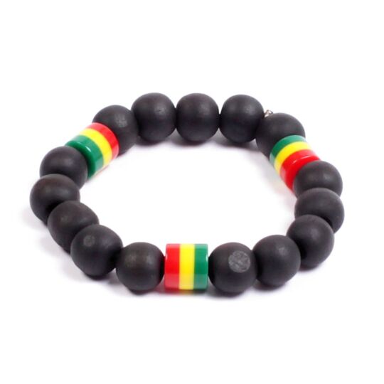 Bransoletka masywne korale w kolorach Czarny+ Rasta