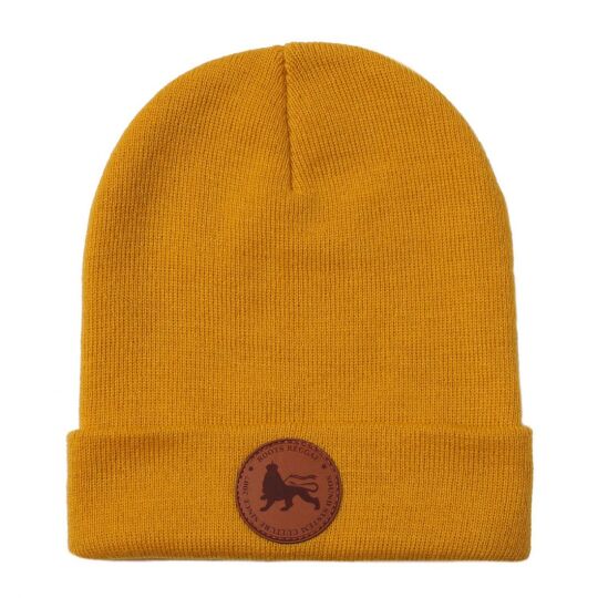 Beanie winter hat  Docker cap with Roots Reggae label  | mustard
