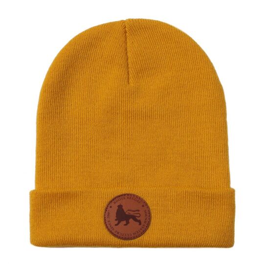 Czapka beanie zimowa z etykietą Roots Reggae | musztardowy