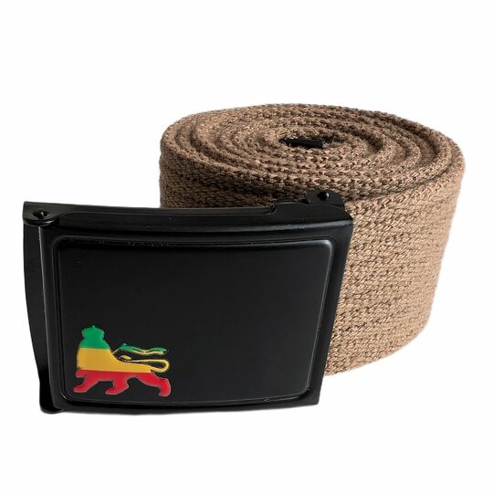 Pasek z metalową klamrą Lion Reggae - brązowy