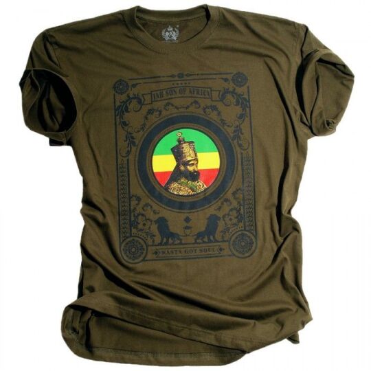 T-shirt Jah son of Africa / Rasta Got Soul - oliwkowy