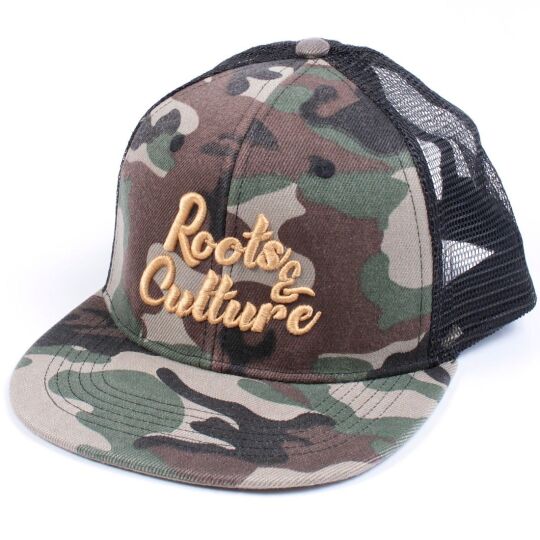 Roots & Culture trucker cap | Camo & Black
