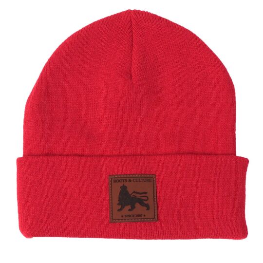 Fisherman winter hat  Docker cap with Lion label  | red