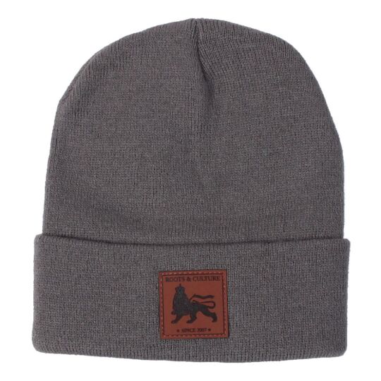 Fisherman winter hat  Docker cap with Lion label  | gray