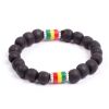Tube beaded Bracelet - Black + Rasta