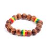 Tube massive beaded Bracelet - Brown + Rasta