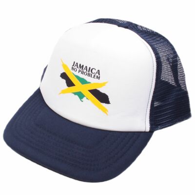 Jamaica No Problem adjustable trucker cap | Navy and white