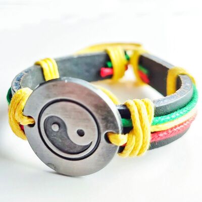 Yin and yang bracelet - rasta colour