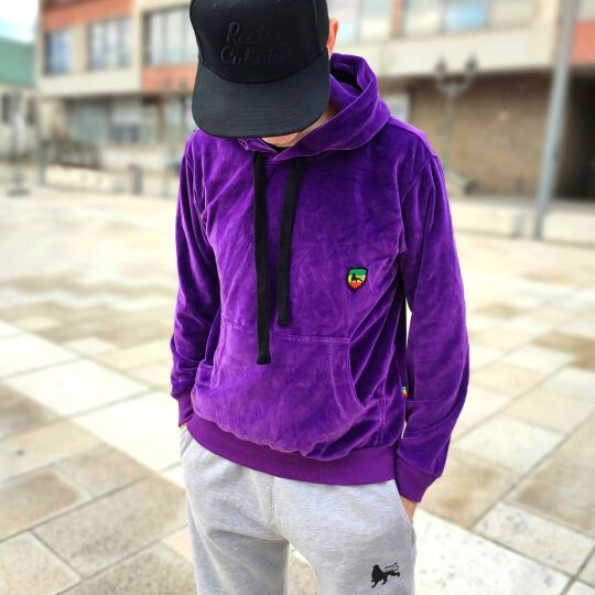 Velvet velour purple hoodie with Lion of Judah logo [SAMPLE]